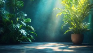 Indoor Plant Wallpaper, Green Leaves Aesthetic Wallpaper for Desktop & Laptop