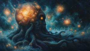 Cthulhu Nebula Wallpaper, Galaxy Theme, Cosmic Horror Art, 4K