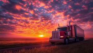 Truck Wallpaper: Sunset, Road, 4K Wallpaper for Desktop, Laptop