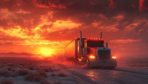 Truck Wallpaper: Semi Truck At Sunset, 4K Truck Wallpaper