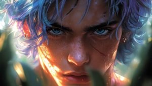 Anime Boy with Blue Hair Wallpaper for Desktop and Laptop