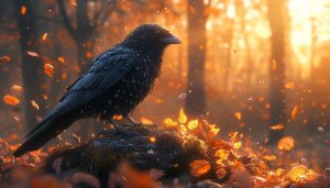 Autumn Raven Wallpaper: Bird, Forest, Nature Background for Desktop