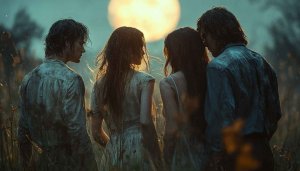 Romantic Couple Wallpaper, Moonlight, People, Aesthetic Wallpaper, 4k Wallpaper