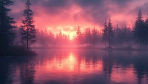 Lake Wallpaper: Pink Sunset Landscape Wallpaper for Desktop, Mobile