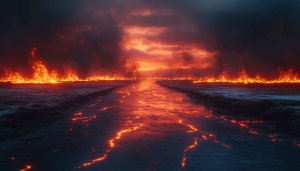 Lava River Wallpaper: Fiery Landscape for Desktop & Mobile Screens