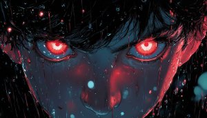 Anime Wallpaper: Dark Anime Boy with Red Eyes