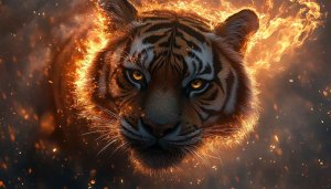 Fiery Tiger Wallpaper, Bengal Tiger Wallpaper, Animal Wallpaper, 4K Wallpaper