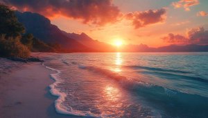 Sunset Beach Wallpaper: Serene Ocean View for Desktop & Mobile