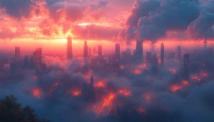 Cityscape Wallpaper: Urban Skyline at Sunset, 4K Resolution