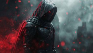 Hooded Figure Wallpaper: Dark Warrior 4K Wallpaper For Desktop