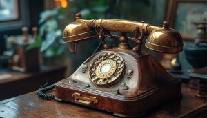 Vintage Phone Wallpaper: Classic Rotary Dial Telephone for Desktop