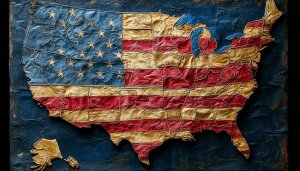 USA Flag Map Wallpaper: Patriotic, American, 4k Wallpaper for Desktop