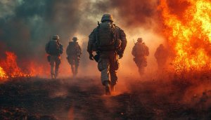 Military Wallpaper: Soldiers in Fire, High Resolution for Desktop