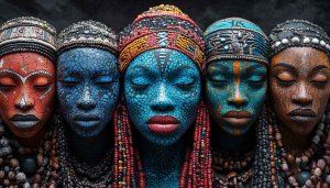 African Tribal Art Wallpaper, Artistic Women, Ethnic Culture 4K