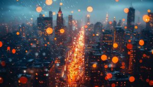 Snowfall over New York City Night Wallpaper for Desktop & Mobile
