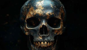 Golden Skull Wallpaper: Dark Gothic Halloween Aesthetic for Desktop & Mobile