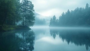 Foggy Lake Wallpaper, Nature Scenery Wallpaper, Misty Forest Wallpaper