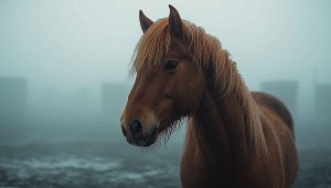 Horse Wallpaper: Icelandic Horse in Fog, Animal Wallpaper for Desktop