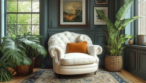 Home Decor Wallpaper: Cozy Interior Design, Plants, & Armchair