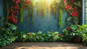 Botanical Wallpaper: Lush Indoor Garden Scene for Desktop Background