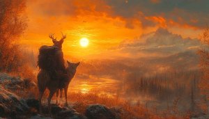Deer Sunset Wallpaper, Adventure Scene, Nature Landscape 4k Wallpaper