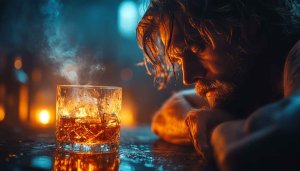 Man With Whiskey Aesthetic Wallpaper, Moody Alcohol Drink Backgrounds