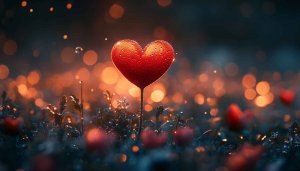 Heart Wallpaper, Love Theme, Valentine's Day Background, Bokeh Lights