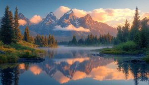 Grand Teton National Park Wallpaper, Mountain Lake Scenery for Desktop