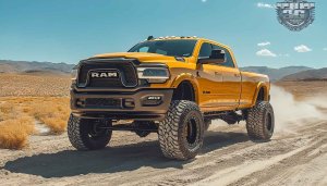 Yellow Ram Truck Wallpaper for Desktop, 4K Car Wallpaper
