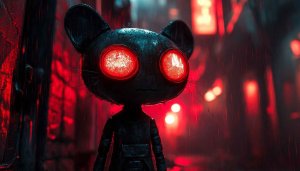 Cyberpunk Cat Wallpaper, Red Eyes Wallpaper, Neon Rain Wallpaper