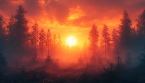 Sunset Wallpaper: Orange Sky, Forest, and Nature Scenery Background