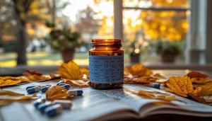 Pills Wallpaper: Medicine, Leaves, and Autumn Theme for Desktop