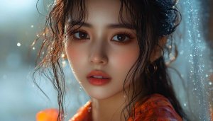 Attractive Woman Portrait Wallpaper: Beauty, Fashion, and Wet Hair Aesthetic