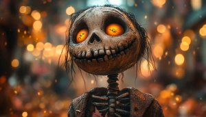 Halloween Wallpaper: Smiling Skeleton Monster Portrait for Desktop & Mobile