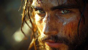 Warrior Wallpaper: Man's Intense Face with Sweat & Battle Scars 4K