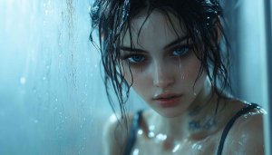 Wet Hair Girl Wallpaper, Woman Portrait Wallpaper, AI Generated Image