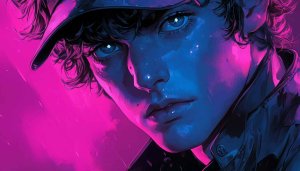 Cyberpunk Anime Boy Wallpaper, Neon Portrait, Futuristic, 4k Wallpaper