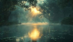 Lake Wallpaper: Sunrise Reflection, Nature Landscape, Serene Scenery 4K