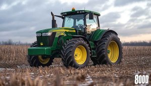 Green Tractor Wallpaper: John Deere on Field, 4k Background