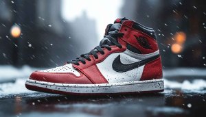 Air Jordan 1 Wallpaper: Red and White Shoe 4K
