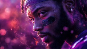 American Football Player Wallpaper 4k, Sport Wallpaper, Athlete, Purple Light