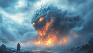 Monster Wallpaper: Fiery Beast Digital Art 4K Desktop Background