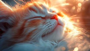 Cute Cat Wallpaper: Sleeping Kitten Aesthetic Background for Desktop & Mobile