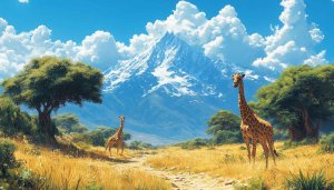 Giraffe Wallpaper: Savannah, Mountain Scenery, 4k Wallpaper For Desktop