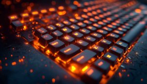 Gaming Keyboard Wallpaper: Mechanical Keyboard with Orange LED Backlight