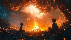 Anime Fireplace Wallpaper, Aesthetic Campfire, Hunter X Hunter Anime Wallpaper