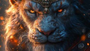 Majestic Lion Wallpaper, Fantasy Creature, Animal Wallpaper, 4K Background