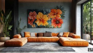 Floral Painting Wallpaper: Modern Living Room Aesthetic Wallpaper, 4K UHD