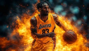 Kobe Bryant Wallpaper, Lakers, Basketball Legend, NBA, Fire Background