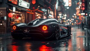 Koenigsagg Jesko Car Wallpaper | Automotive Wallpaper | Rainy Cityscape